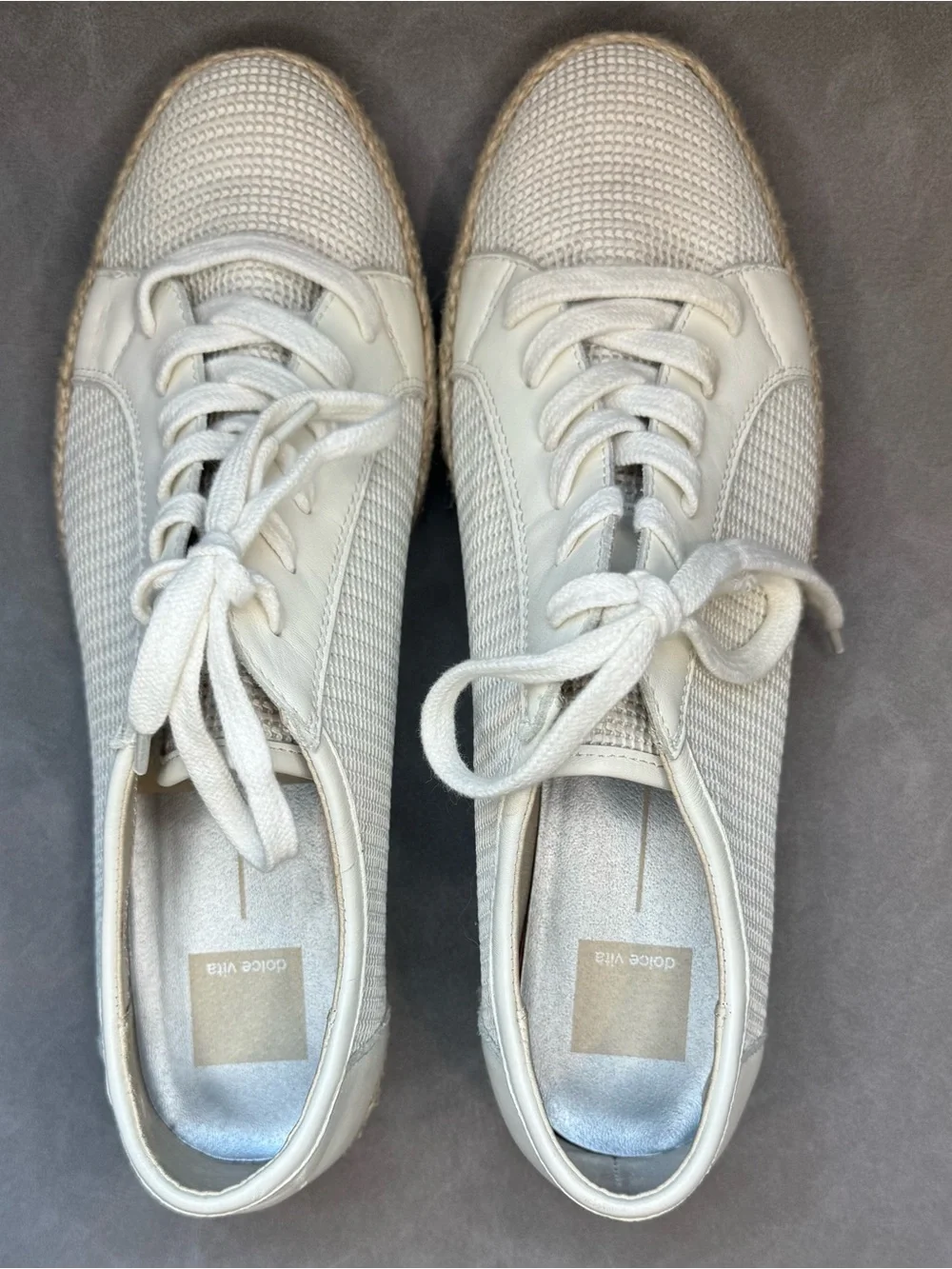 Dolce Vita Notice Platform Sneakers Women’s Size 11 White Canvas Leather Shoes